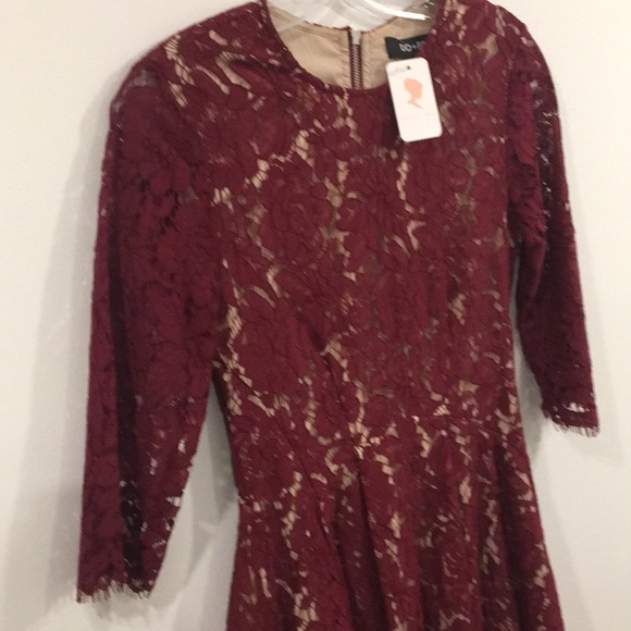 DO+BE Burgundy lace BURGUNDY Dress Size SMALL - Picture 6 of 7